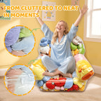 Stuffed Animal Storage Bean Bag Chair – Transparent PVC Plush Toy Organizer Sofa for Kids Room & Playroom, Large Capacity Doll Storage, Easy to Clean, Available in Round Bag & Sofa Styles
