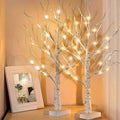 Artificial Birch Wood Branch LED Lamp 2FT 24 LEDs Warm White with Timer - USB & Battery Dual Powered Decorative Twig Light for Bedroom Living Room Office Wedding Home Decor - Single & 2-Pack