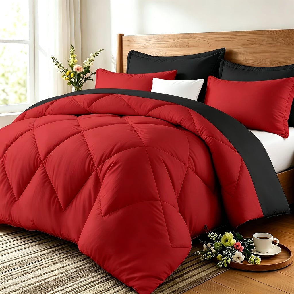 Quilt Set 3 Piece Lightweight Breathable Comforter with Pillowcases - Diamond Pattern Ultra-Fine Fiber Soft Bedding Set 42 Colors Twin Queen King Pinch Pleat