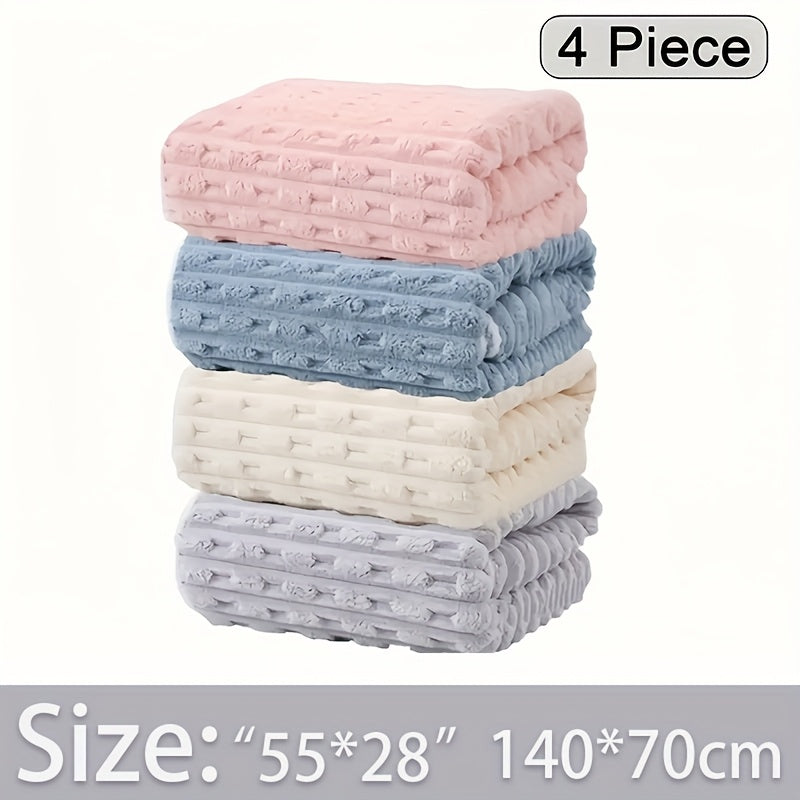 Waffle Bath Towels Set of 4 – Super Absorbent Quick-Dry Coral Fleece Bath Sheets, 280GSM Soft Spa Towels for Adults, 55x28 Inch Large Bath Towel Set