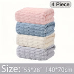 Waffle Bath Towels Set of 4 – Super Absorbent Quick-Dry Coral Fleece Bath Sheets, 280GSM Soft Spa Towels for Adults, 55x28 Inch Large Bath Towel Set