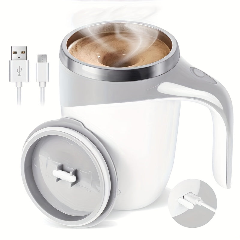 Self Stirring Coffee Cup 8.45oz Automatic - One Button Electric Mixing Mug with Lid, Reusable Travel Cup for Coffee, Milk & Protein Powder, Style A & B, Perfect Christmas Gift