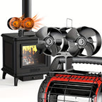 Wood Stove Fan 8-Blade Dual Motor Heat Powered Fireplace Fan for Wood Log Burner Stove Buddy Heater No Electricity Required Silent Operation Model 800B7 500J