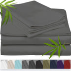 Bamboo Cooling Bed Sheet Set with Deep Pocket Fitted Sheet & Pillowcases – Breathable Soft Bedding for Hot Sleepers, Queen King Full Cal King Twin