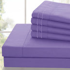 Brushed Microfiber Bed Sheet Set 6 Piece with Embroidered Pillowcases - Hotel Luxury Deep Pocket 16 Inch, Soft Breathable All Season, 24 Colors, Twin Twin XL Full Queen King Cal King