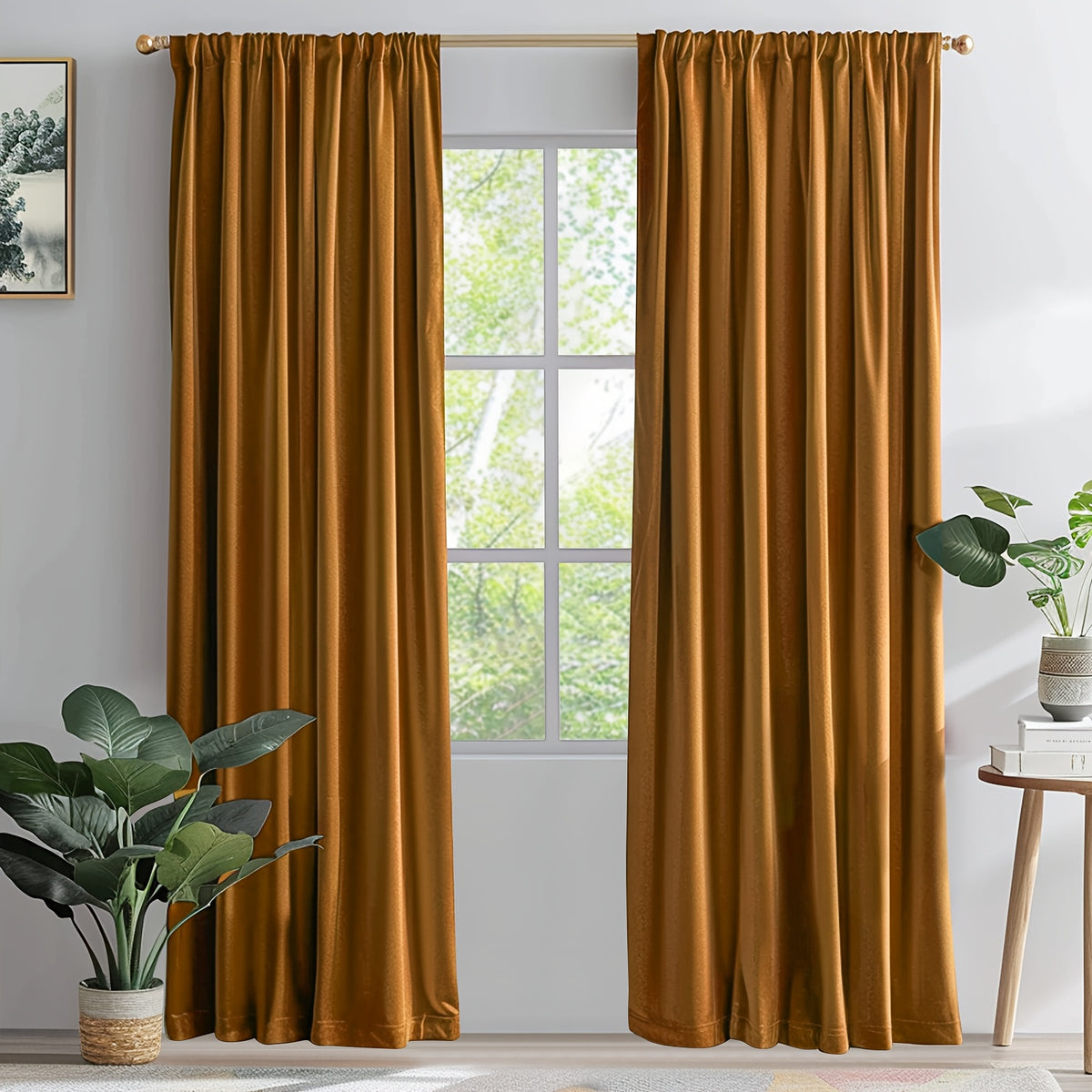 Luxury Velvet Curtains 2 Panels Thermal Insulated Room Darkening Light Filtering, Soft Textured Drapes with Clip Rings Rod Pocket Machine Washable for Living Room Bedroom