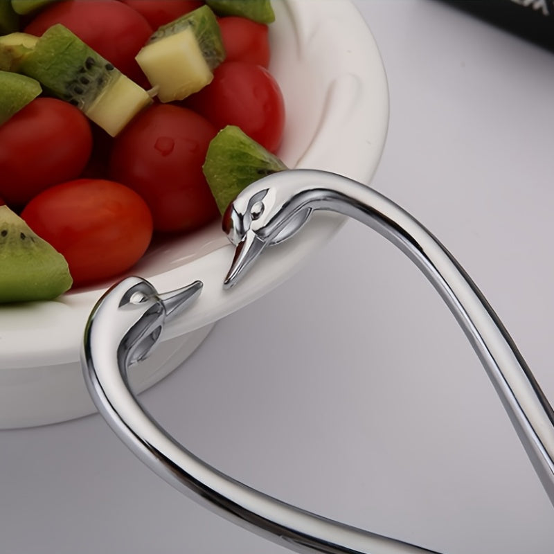 Swan-Shaped Stainless Steel Cutlery Rack with Fork & Spoon Set 7-Piece – Elegant Decorative Silverware Holder for Holiday Table Decor, Christmas, Halloween & Gifts