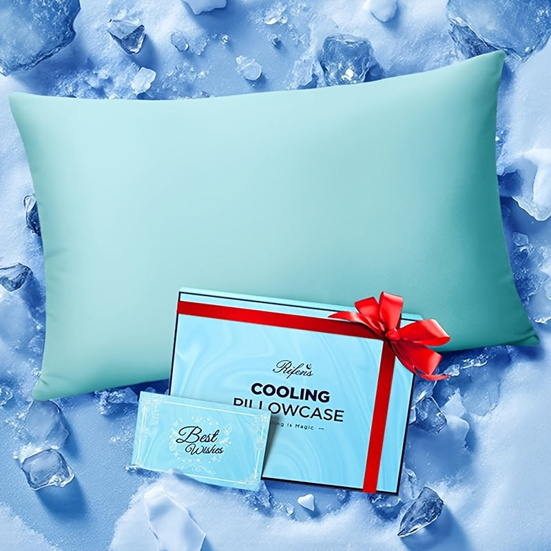 Ice Cooling Pillowcase for Hot Sleepers - Instantly Cool Nylon Elastane Fabric, Stays Cold All Night, Invisible Zipper Pillow Cover, Queen & King Size, White Light Blue Dark Gray Light Brown