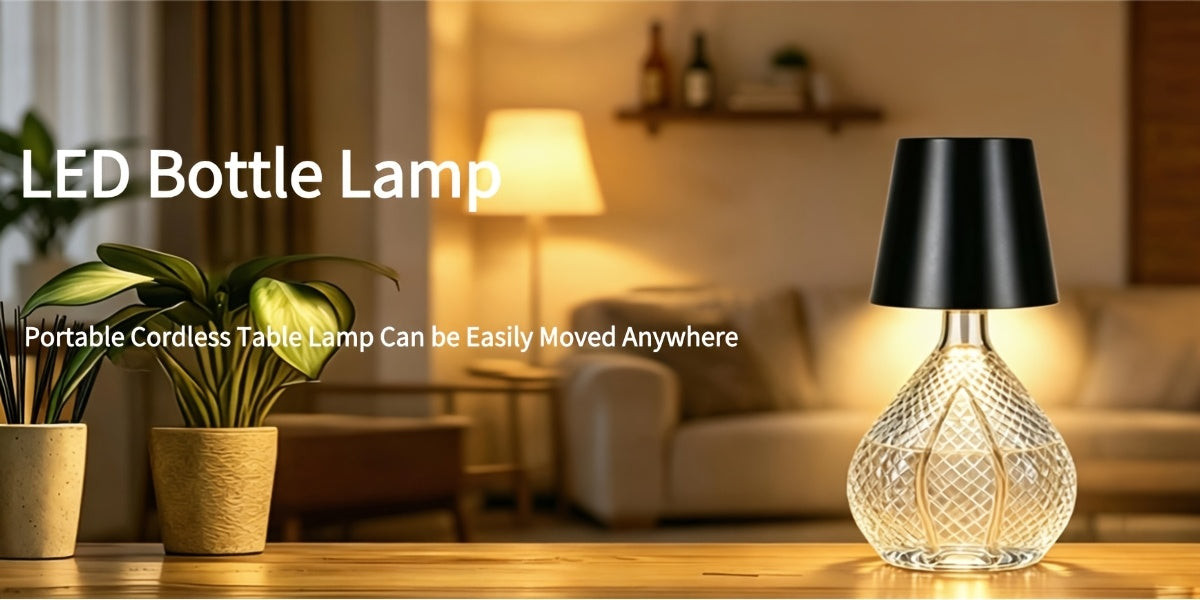 Wireless LED Bottle Lamp Touch Control USB Rechargeable 2400mAh IP44 Waterproof 3-Color Mood Light for Bedroom Bar Party Wedding Garden – Cordless Bottle Stopper Night Light