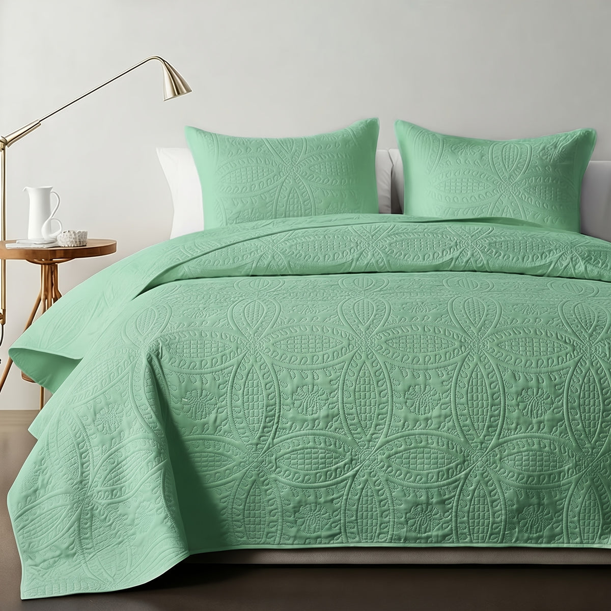 Lightweight Microfiber Quilt Set 2/3 Pcs – Coin Pattern Coverlet, Soft Breathable Bedspread for Twin Full Queen King, Back to School Dorm & Seasonal Bedroom Decor