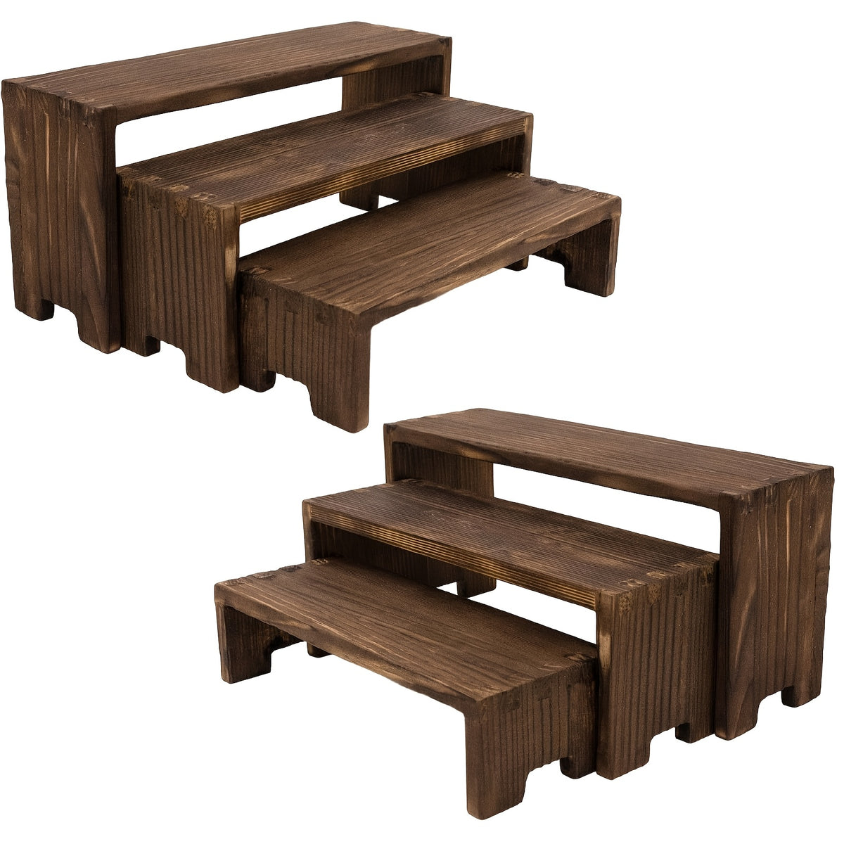3-Tier Wooden Tabletop Display Shelf, Modern Rectangular Desktop Storage Rack & Space-Saving Organizer for Home, Office, Bathroom & Kitchen Counter, Decorative Wood Display Stand