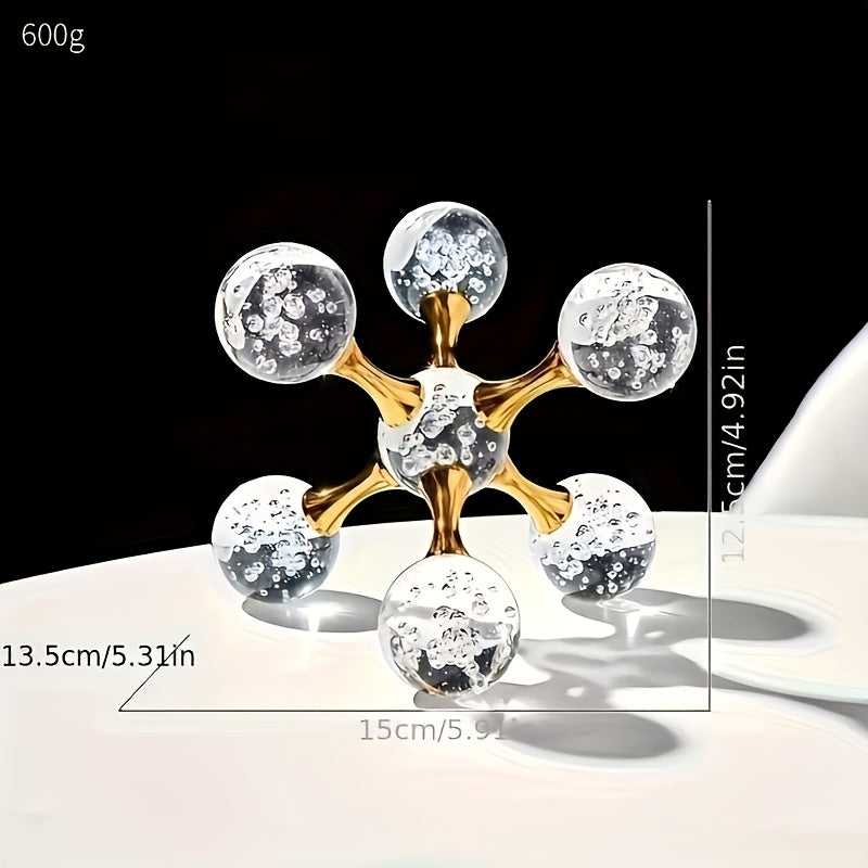 Crystal Molecular Structure Decorative Sculpture - Geometric Desk Decor Ornament for Contemporary Home, Bedroom, Living Room and Office - Modern Art Crystal Craft Decoration