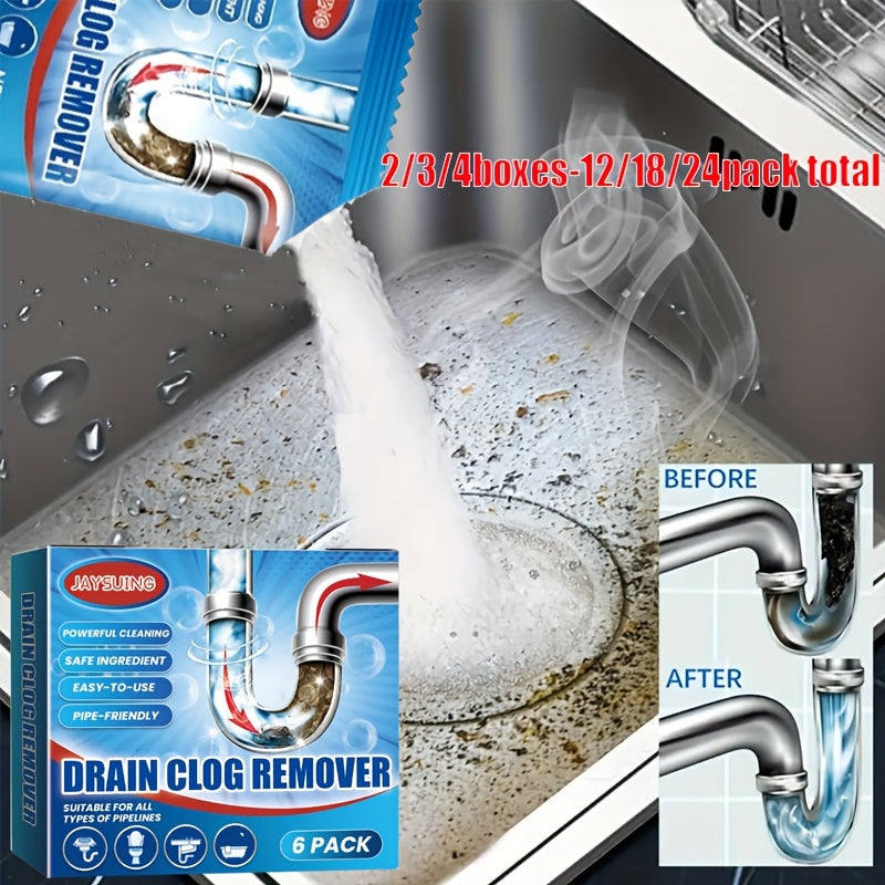 Drain Unblocker Powder Sachets 18 or 24-Pack – Powerful Blockage Removal, Dissolves Grease & Food Residue, Easy to Use, Prevents Clogging in Kitchen & Bathroom Drains