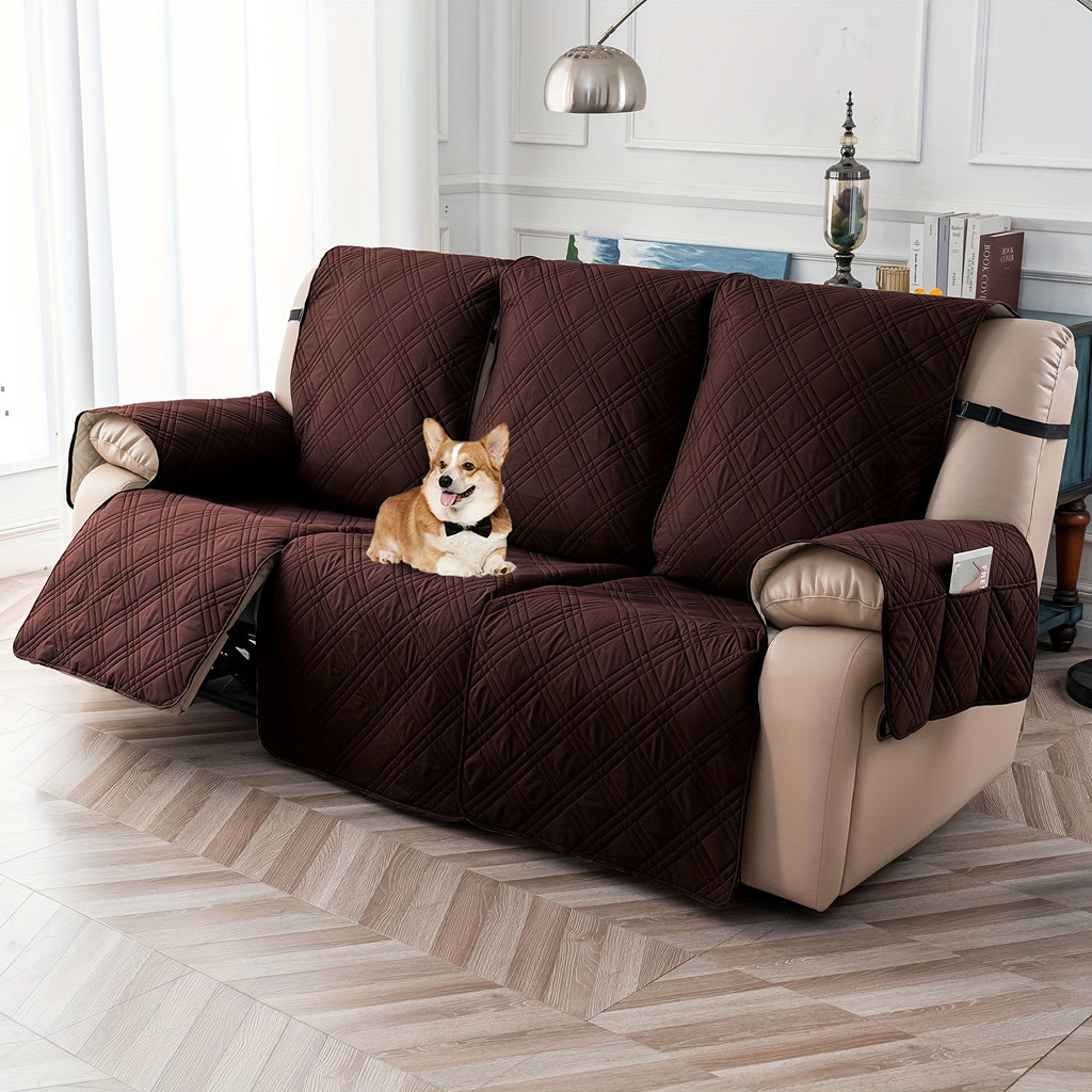 Recliner Slipcovers 3pcs Set – Waterproof Non-Slip Elastic Quilted Recliner Chair Cover Furniture Protector for Living Room Bedroom Office, Valentine's Day Gift Home Decor