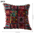 2-Pack Turkish Moroccan Throw Pillows with Inserts Reversible Floral Boho Decorative Pillow 18x18 Inch Polyester Square Cushion Zip Cover for Sofa Couch Bedroom Living Room 7 Colors