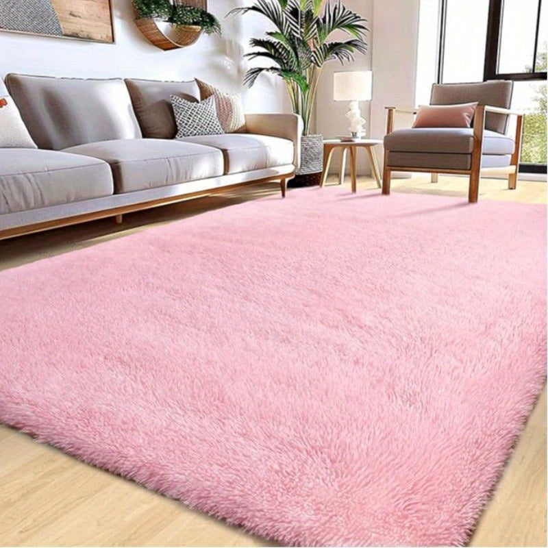 Pink Soft Shaggy Area Rug for Living Room & Bedroom - Fluffy Non-Slip Thickened Carpet for Bedroom, Dormitory & Home Decor, Moisture Resistant Easy Clean in 4x6, 5x8, 6x9, 8x10 Ft