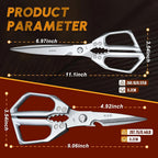 Kitchen Scissors Set 2pc Heavy Duty Stainless Steel Meat Shears Dishwasher Safe - Sharp Poultry Shears for Chicken Bones Turkey Fish 7-Inch Blade Ergonomic Handle Gift Box, Red/Black/Black & White