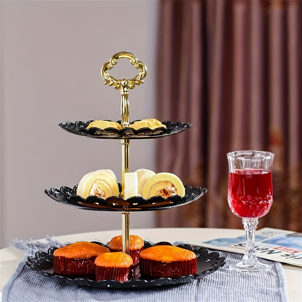 European-Style Plastic Tiered Cake Stand for Parties – 1 or 3-Piece White Dessert Display for Cupcakes, Fruit & Sweets, Birthdays, Weddings & Graduations