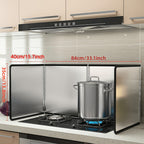 Stainless Steel Splatter Guard 4-Panel Foldable 31.5" - Extra-Wide Grease Splash Shield, Heat Resistant Nonstick Coating, Kitchen Backsplash Protector for Gas Range & Frying Pan | Nuvia Haven