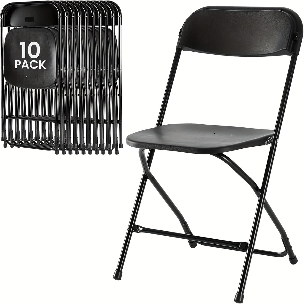 Stackable Folding Dining Chairs 350 Lbs Capacity Steel Frame for Kitchen Dining Room Catering & Outdoor Parties – Space-Saving Plastic Chairs