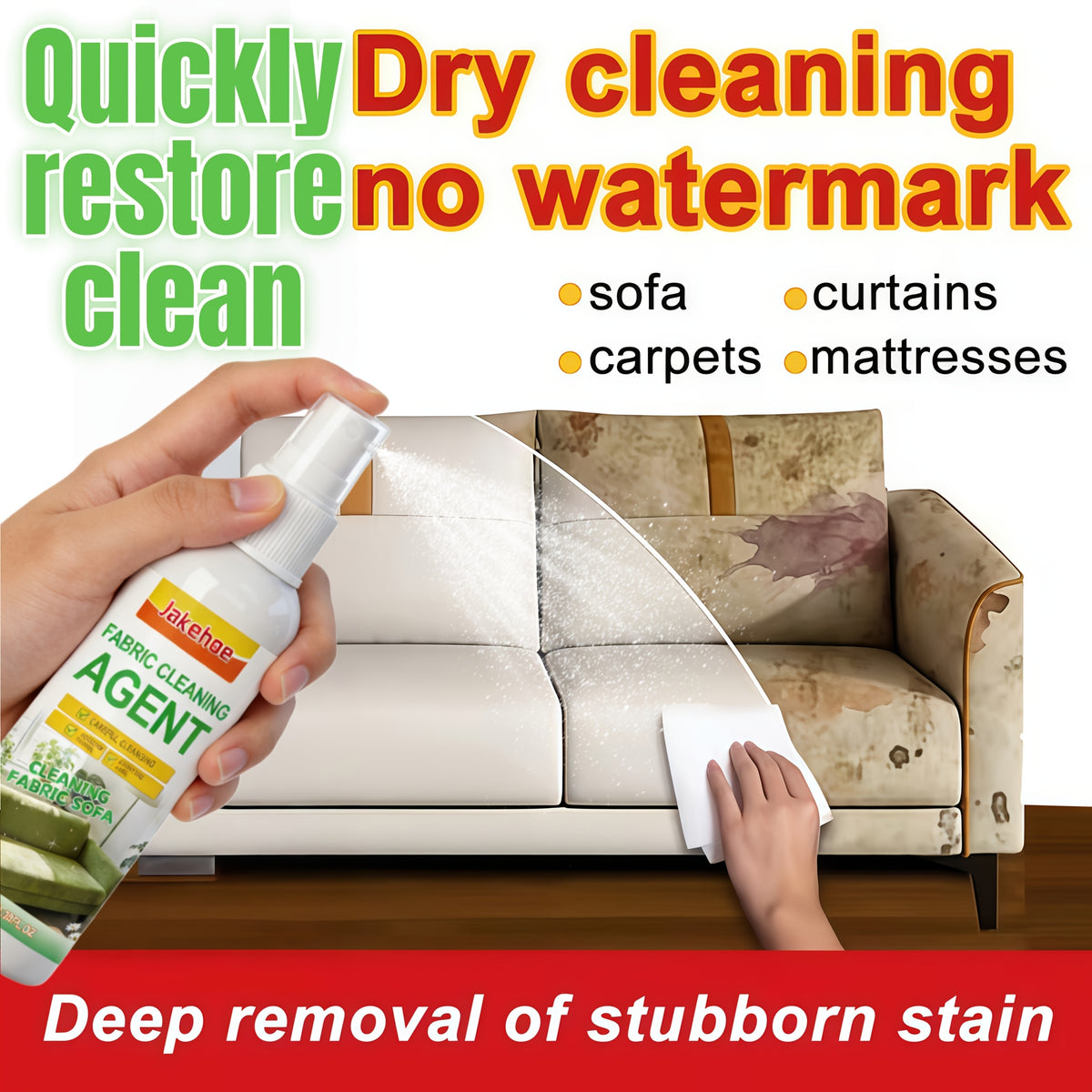 Citric Acid Sofa & Fabric Stain Remover Kit with Sponge & Towel – Quick-Drying Upholstery Cleaner Spray for Sofas, Car Interiors & Furniture | 1-Set or 3-Set Bundle