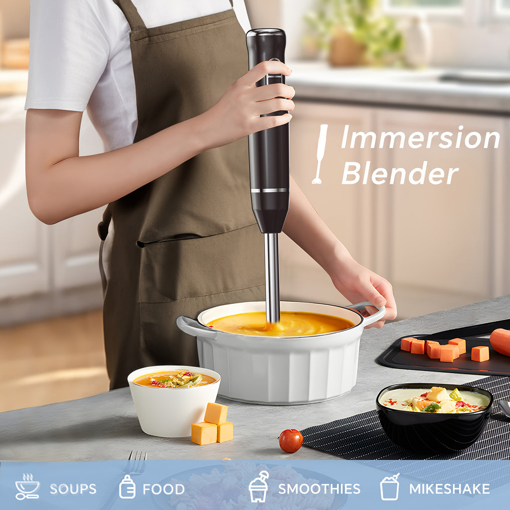400W Immersion Hand Blender Stick Mixer with 304 Stainless Steel Blades, 2 Speeds & Turbo Mode, Detachable Base – 5-in-1 Set Available, Perfect for Soups, Smoothies, Purees & Baby Food