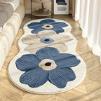 Fluffy Sheep Pastoral Area Rug - Soft 1000G Irregular Shape Bedside Mat with Transparent Flower & Sheep Design, Non-Slip PVC Backing, Machine Washable Cozy Rug for Bedroom & Corridor
