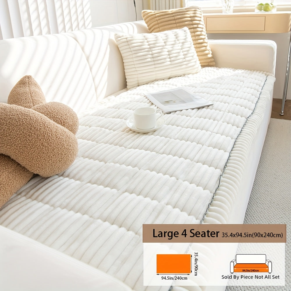Fuzzy Quilted Pet Couch Cover Non-Slip Washable – Short Plush 100% Polyester Sofa Protector for Dogs, 5 Colors, Armchair Loveseat 2/3/4-Seater & Sectional Slipcover