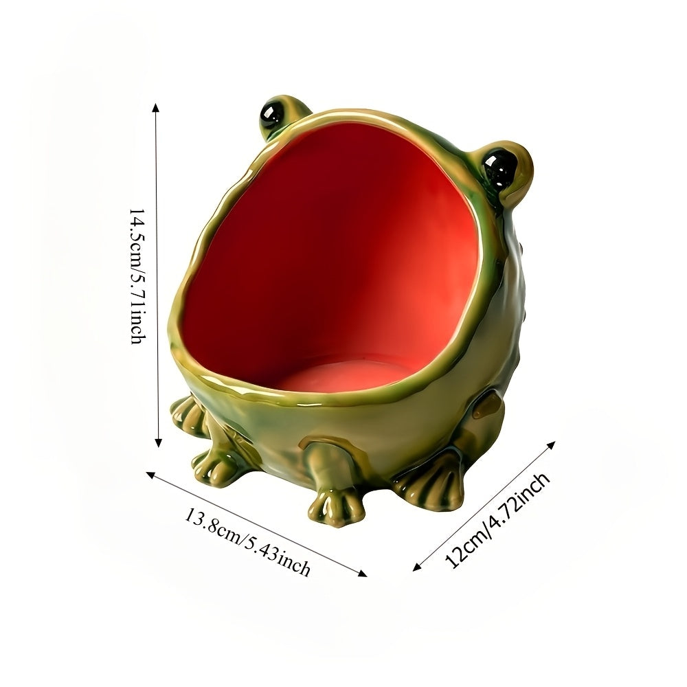 Frog Statue Storage Tray & Key Holder – Cute Animal Sculpture Desktop Organizer, Decorative Candy & Key Dish for Entryway, Desk & Home Decor, Unique Housewarming Gift (Non-Food Contact)