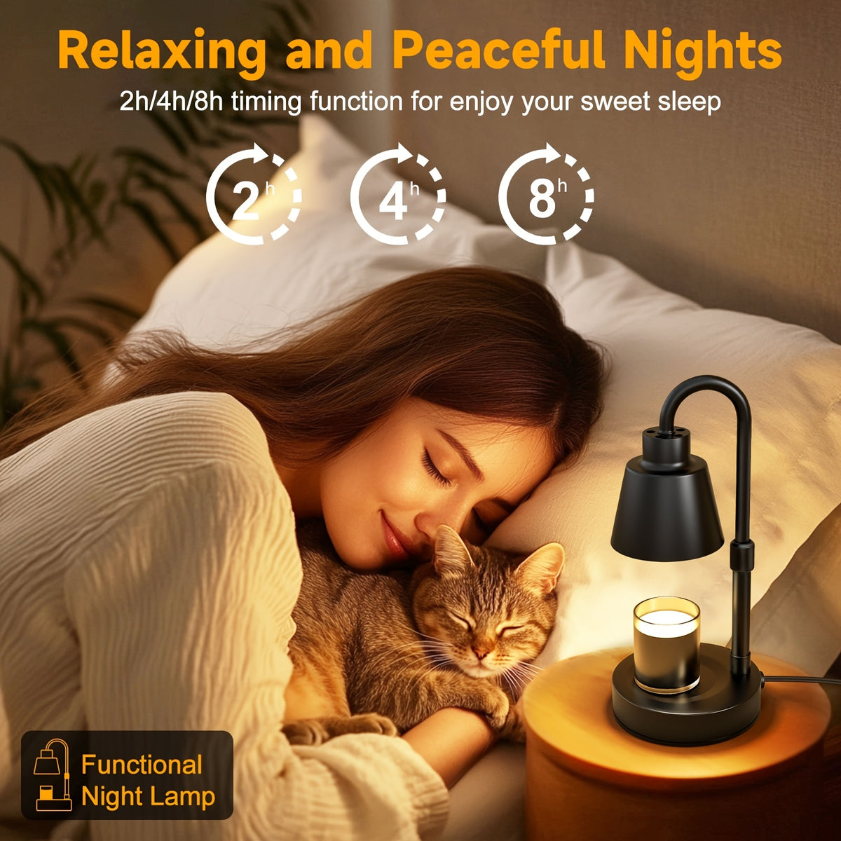 Metal Adjustable Candle Warmer Lamp with Timer – Height Adjustable Wax Melt Warmer for Jar Candles, Flameless Home & Bedroom Decor, Housewarming & Birthday Gift for Moms (Bulb Not Included)