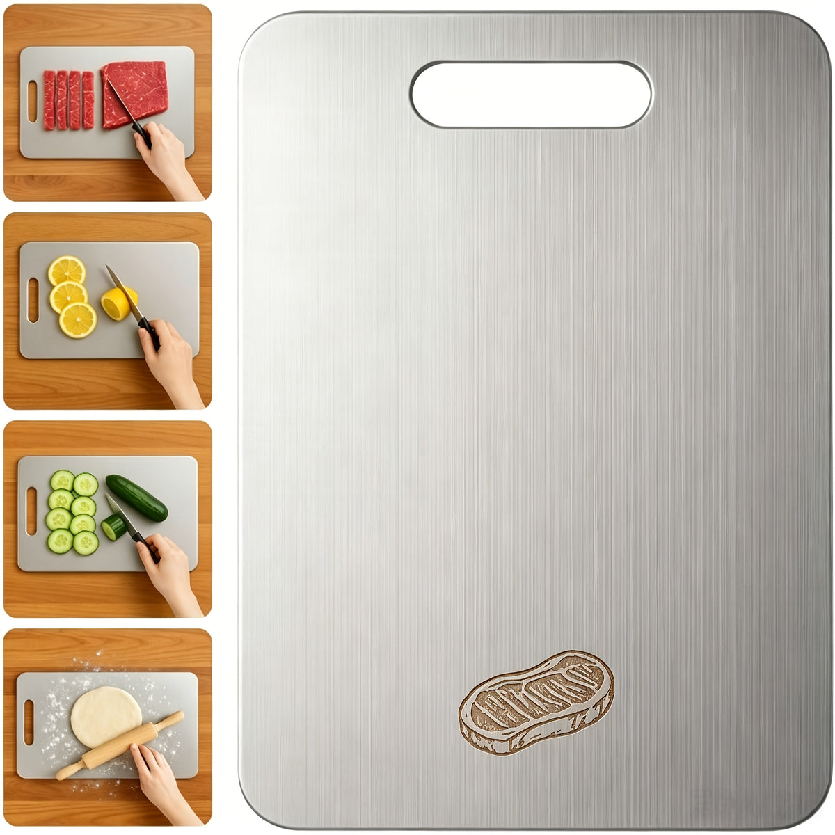 Stainless Steel Cutting Board Set 3 Piece – Rust-Resistant BPA-Free Durable Kitchen Prep Boards, Easy to Clean Space-Saving Nested Set for Food Preparation