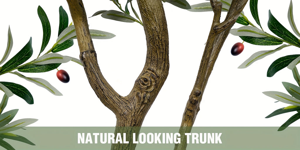 Artificial Olive Tree 5/6/7FT Multi-Trunk Pre-Potted – Lifelike Faux Indoor Tree with 706-1296 Leaves & Realistic Olives – Mediterranean Farmhouse Decor for Home, Office & Porch