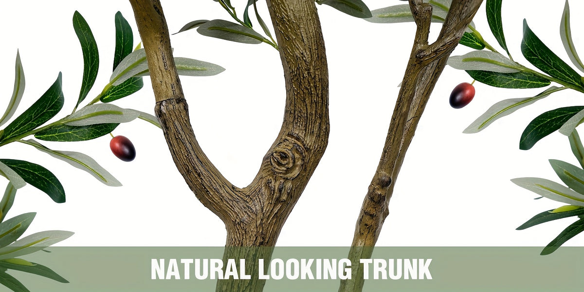 Artificial Olive Tree 5/6/7FT Multi-Trunk Pre-Potted – Lifelike Faux Indoor Tree with 706-1296 Leaves & Realistic Olives – Mediterranean Farmhouse Decor for Home, Office & Porch