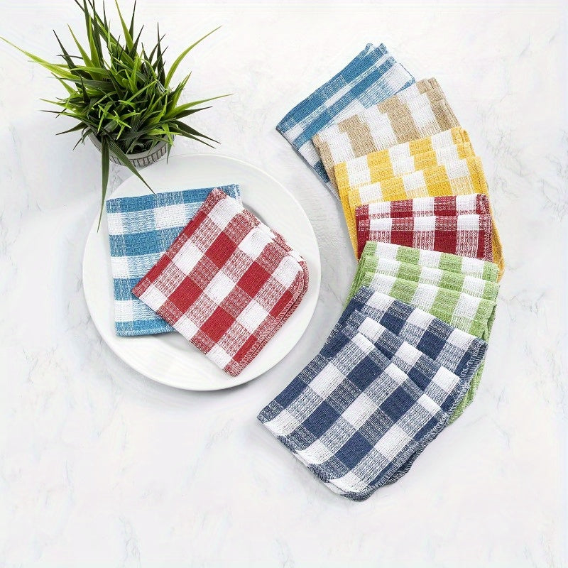 12-Pack Kitchen Dishcloths Double-Sided Reusable Cleaning Cloths – Highly Absorbent Cotton Dish Towels for Kitchen Surfaces & Wine Glass Cleaning, Non-Lint Multicolor Set