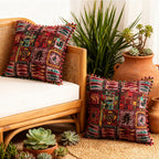 2-Pack Turkish Moroccan Throw Pillows with Inserts Reversible Floral Boho Decorative Pillow 18x18 Inch Polyester Square Cushion Zip Cover for Sofa Couch Bedroom Living Room 7 Colors