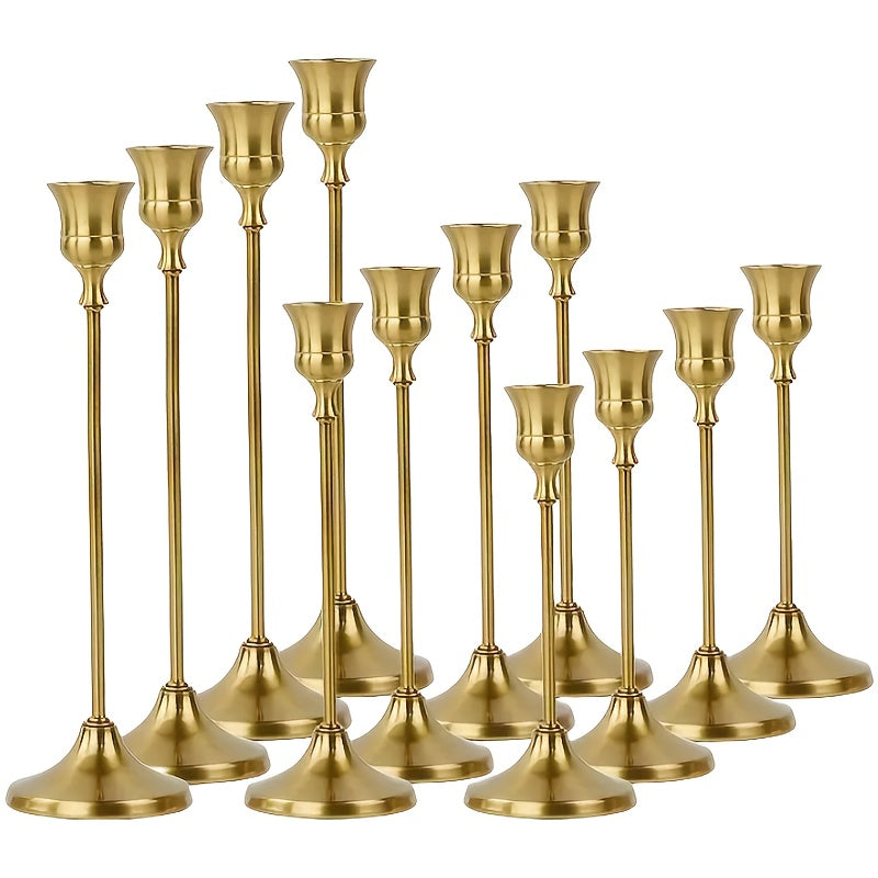 Metal Taper Candle Holders Set Elegant Detachable Base for Wedding Centerpiece Candlelit Dinner Table Decor Home Accent Copper and Black Set of 6 12 36