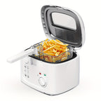 1500W Electric Deep Fryer 84.54oz – Non-Stick Basket, Adjustable Temperature Control, Viewing Window & Removable Lid | Easy Clean | Black & White