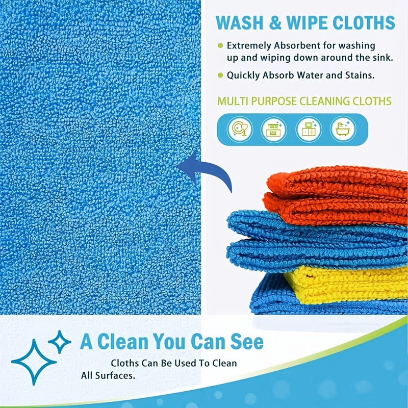 Microfiber Cleaning Cloths 100 Pack Bulk Set - Super Absorbent Fast-Drying Streak-Free Reusable Cleaning Towels for Kitchen Bathroom Car & Furniture Multicolor Assorted