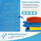 Microfiber Cleaning Cloths 100 Pack Bulk Set - Super Absorbent Fast-Drying Streak-Free Reusable Cleaning Towels for Kitchen Bathroom Car & Furniture Multicolor Assorted