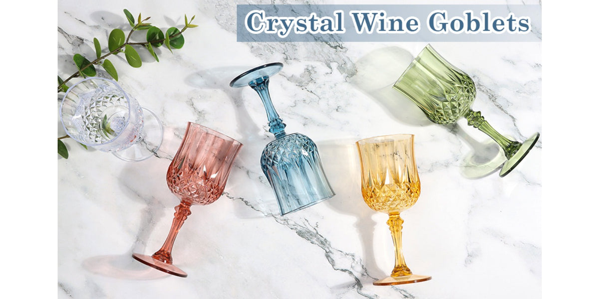 Shatterproof Vintage Champagne & Wine Glasses 48pcs – 7oz Unbreakable Plastic Goblets with Crystal Finish | Reusable Party Cups for Weddings, Outdoor Events & Celebrations | 6 Colors