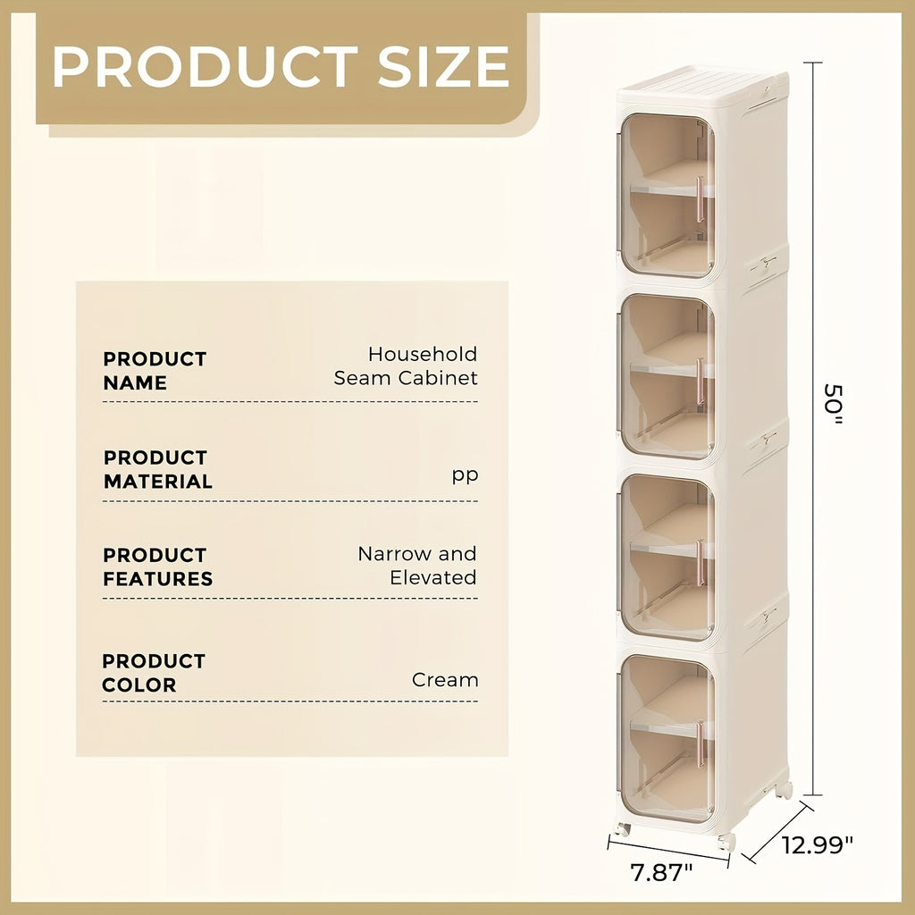 Bathroom Storage Cabinet 1 2 3 4 Tier Foldable Plastic Organizer with Doors and Shelves – Space-Saving Under Sink & Counter Solution