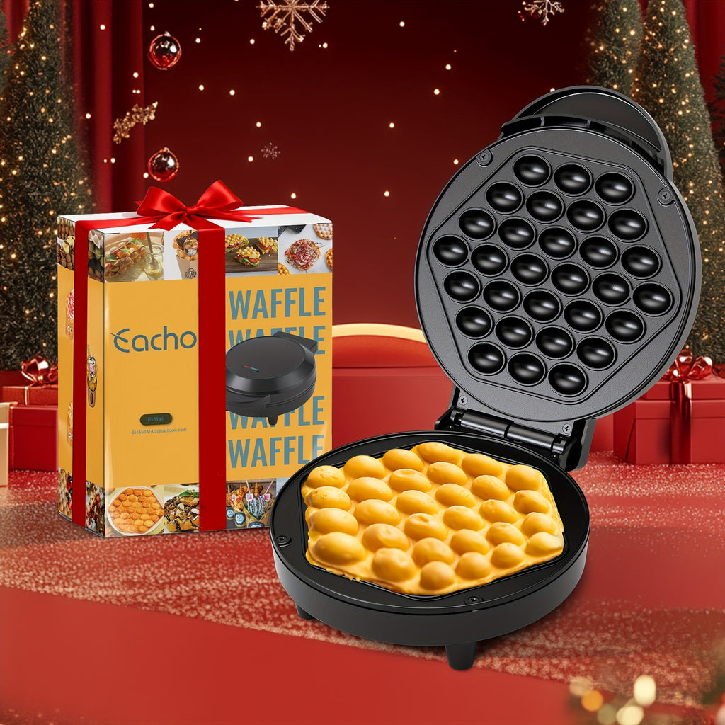 Bubble Waffle Maker 7-Inch 1000W | Hong Kong Egg Waffle Electric Grill with Nonstick Coating | Ready in 5 Mins for Breakfast, Desserts & Ice Cream Cones | Christmas Gift Idea