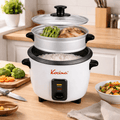 Mini Rice Cooker with Keep Warm | One-Touch Compact Electric Rice Cooker with Nonstick Pot, Glass Lid & Steamer | 0.6L (3 Cup) & 1.5L (8 Cup) | White or Black