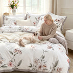 Floral Botanical Duvet Cover Set Reversible Ultra-Soft Microfiber with Pillowcases Twin Full Queen King 3 Colors