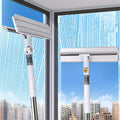 Window Squeegee Cleaner with Extendable Long Handle, 2-in-1 Scrubber & Squeegee Set for Glass, Car Windshield, Floors & High Windows – Streak-Free, Wet & Dry Use, Microfiber Cloth Included