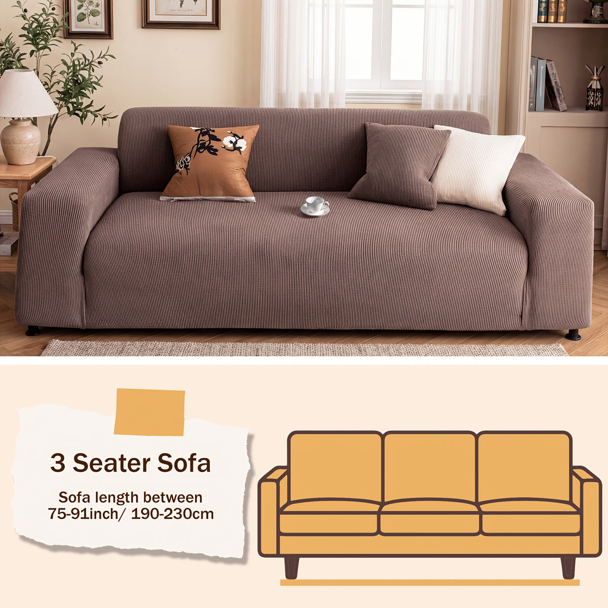 Sofa Slipcover with Skirt – Stretch Jacquard Full Coverage Couch Cover, Pet Proof Non-Slip Machine Washable, Fits 1 2 3 4 Seater Sofa for Living Room Bedroom, All Season Furniture Protector