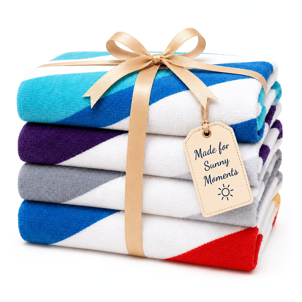 Oversized Striped Beach Towels 2 or 4pcs – Ultra-Soft Quick-Dry Sand-Free Vacation Design | Multiple Colors | Great for Beach, Swim, Travel, Yoga, Camping & Bath
