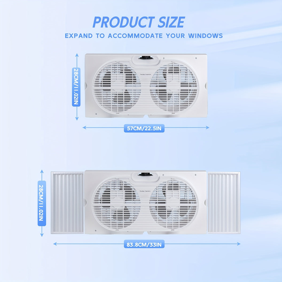 Twin Window Fan 9 Inch Expandable Dual Blade with Remote Control 2-Speed 3-Speed for Bedroom Living Room Kitchen Indoor Cooling