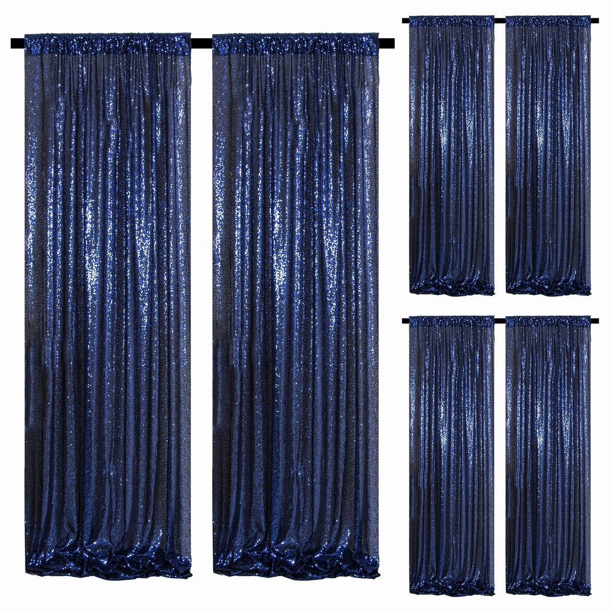 Sequin Curtains Backdrop 4 & 6 Panels 2x8FT - Shimmer Glitter Party Backdrop Curtain for Wedding Birthday Bachelorette Photo Booth, 25 Colors Reusable Event Decoration