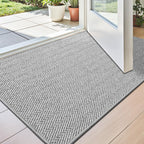 Non-Slip Doormat Low Profile Indoor Outdoor Entry Mat Dirt Trapper – Front Door, Entryway, Patio, Porch & Garage Rug, 4 Sizes, Beige & Grey